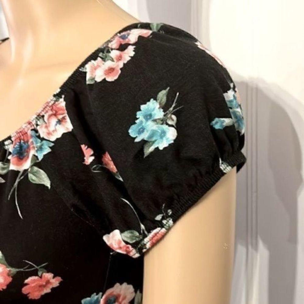 ULTRA-FLIRT casual rose print A-line dress S ruched NWT - Picture 6 of 12